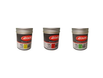 SOLDA F15 paste 180 ml Žlutý: teplota sněhu 0°/-1°C nebo teplota vzduchu +5°/-4°C (středně fluorový vosk - pasta)