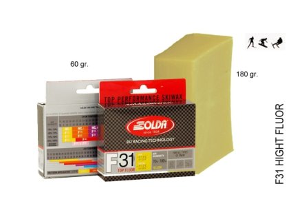 SOLDA F31 HIGH FLUOR   gr 60 Žlutý: teplota sněhu 0°/-1°C nebo teplota vzduchu +5°/-4°C (vysoko fluorový vosk)