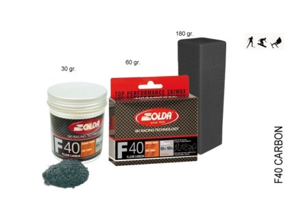 SOLDA F40 CARBON  gr 60 Žlutý: teplota sněhu 0°/-1°C nebo teplota vzduchu +5°/-4°C (hyper fluorový vosk + carbon)