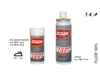 SOLDA FLUOR 100  powder  gr 20 (Závodní aditivum pro vlhkost vzduchu%: 50-100 - Teplota sněhu. 0°/-5°C - Teplota vzduchu +5°/-8°)