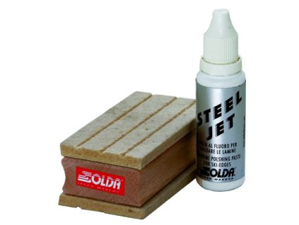 SOLDA STEEL JET ml 25 (Kapalina omezující tření pro ocelové hrany a okraje lyží a SNB. Lyže & SNB jsou po nanesení velmi rychlé, ikdyž jsou na hranách.Zabraňuje vzniku ledu a koroze na ocelových bočních hranách (nepostradatelné pro skladování).