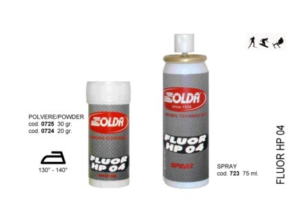 SOLDA FLUOR HP04  powder gr 20 (Závodní aditivum (prášek 20g) pro vlhkost vzduchu%: 50-100 - Teplota sněhu. 0°/-8°C - Teplota vzduchu +3°/-11°C)