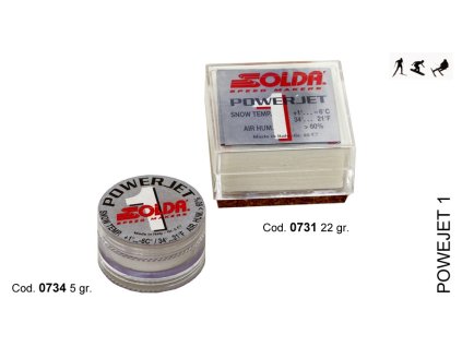 SOLDA POWER JET 1  gr 22 (Závodní aditivum (blok 22g) pro vlhkost vzduchu%: 60-100 - Teplota sněhu. 0°/-6°C - Teplota vzduchu +5°/-10°C)