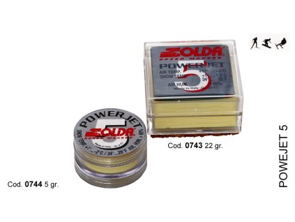 SOLDA POWER JET 5  gr 22 (Závodní aditivum (blok 22g) pro vlhkost vzduchu%: 60-100 - Teplota sněhu. 0°/-2°C - Teplota vzduchu +10°/-2°C)