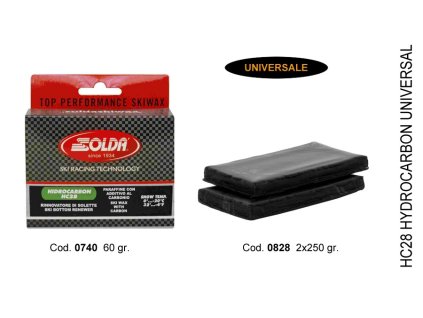 SOLDA HC28 HYDROCARBON   (2 X gr 250 ) (100% hydrocarbon (2 x 250g), který je je určen pro podmínky nízké až střední vlhkosti vzduchu.Maže a obnovuje opotřebované skluznice. Vynikající základ pro závodní prášky S-20, S-30 a S-32.