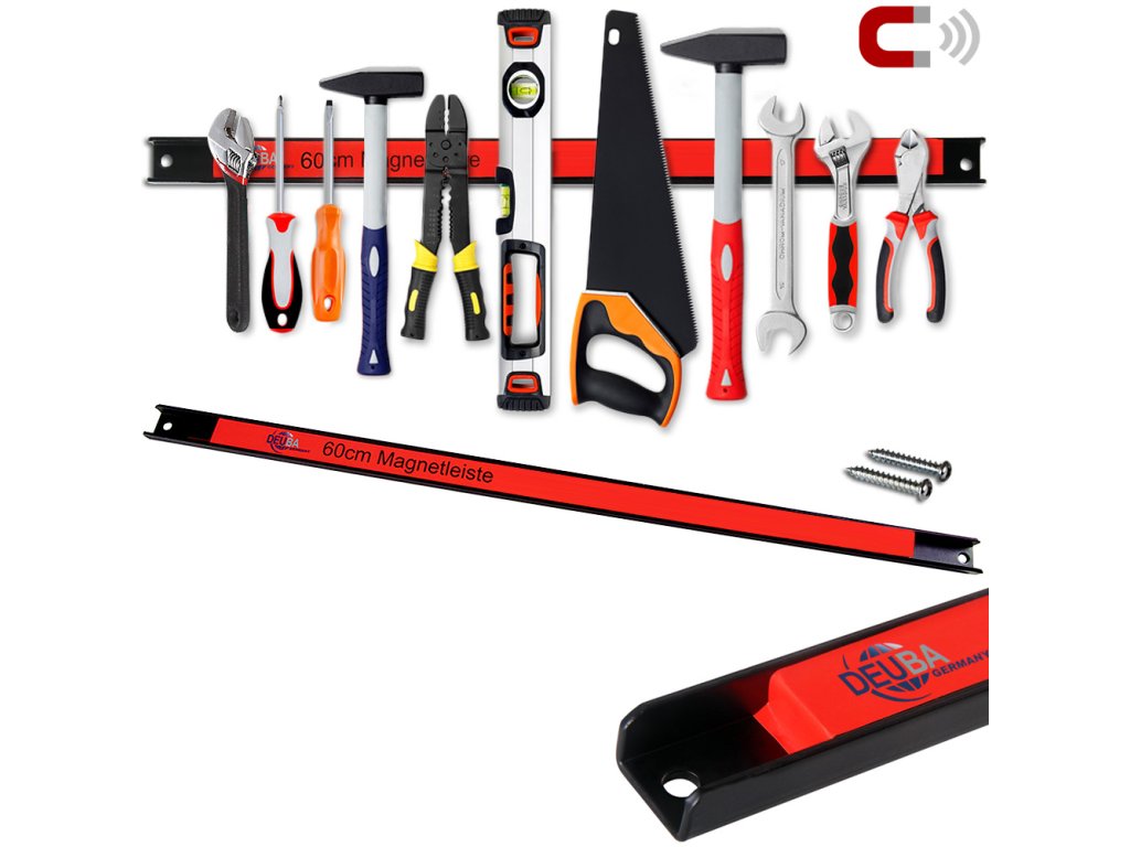 Magnetická lišta na nářadí 60 cm – nosnost 23 kg, vč. montážního materiálu