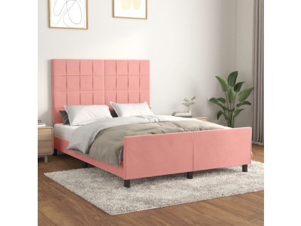 Rám postele s čelem růžový 140x190 cm samet 3125756