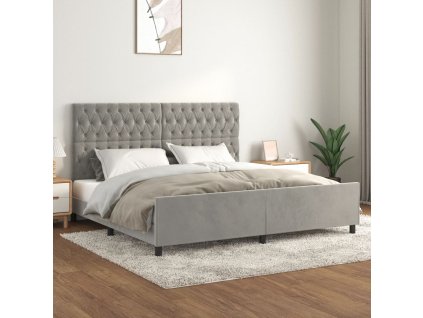 Rám postele bez matrace světle šedý 200 x 200 cm samet 3125958
