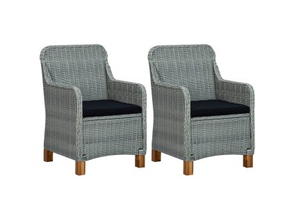 Zahradní židle s poduškami 2 ks polyratan světle šedé 313317