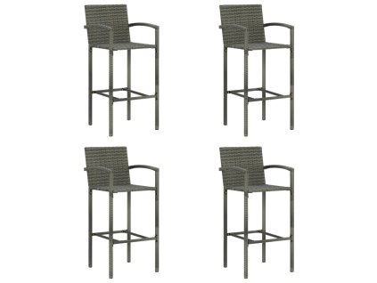 Barové stoličky 4 ks šedé polyratan 313456