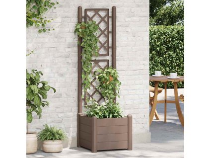 Zahradní truhlík s treláží 43 x 43 x 142 cm PP moka 313980