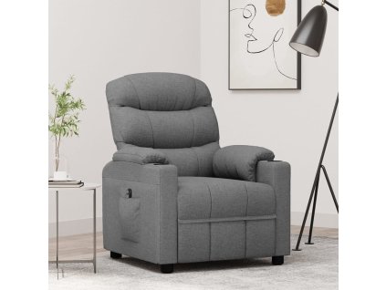 Elektrické polohovací křeslo světle šedé textil 3143491