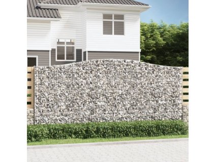 Klenuté gabionové koše 2 ks 400x30x180/200cm pozinkované železo 3145878