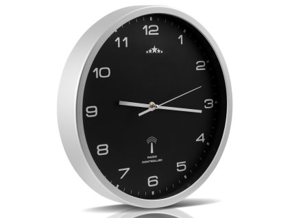 10673 1 radiem rizene nastenne hodiny 31 cm cerno stribrne tiche