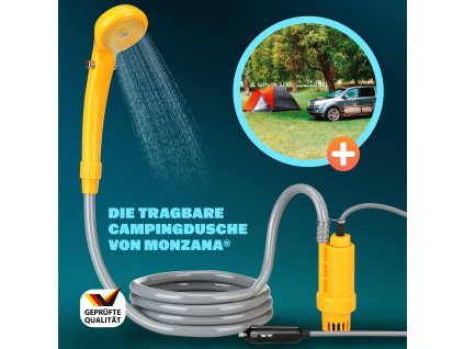 10712 kempingova sprcha 12 v s ponornym cerpadlem zluta