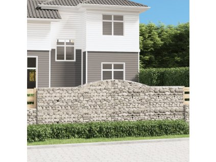 Klenuté gabionové koše 9 ks 400x30x120/140cm pozinkované železo 3146886