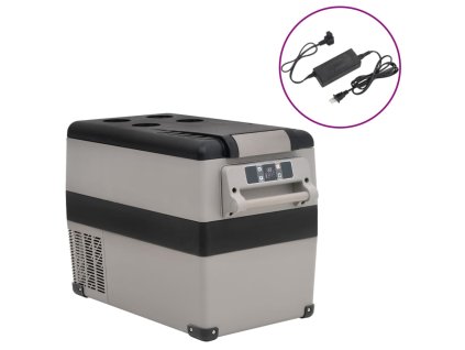 Chladicí box s rukojetí a adaptérem černý a šedý 55 l PP a PE 3154643