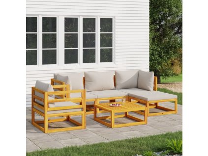 6dílná zahradní sedací souprava světle šedé podušky masiv 3155280