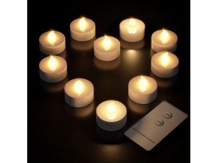 11129 2 led cajove svicky sada 10 ks s dalkovym ovladanim tepla bila