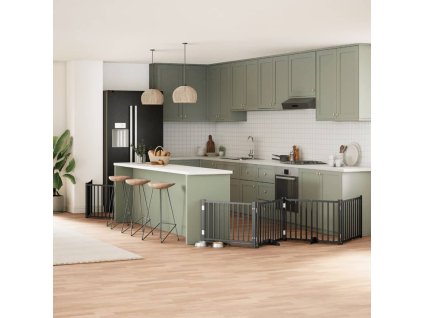 Zábrana pro psy s dvířky skládací 12 panelů černá 960 cm topol 3155740