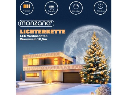 11204 pohadkova svetla 10 5 m 160 led tepla bila s casovacem