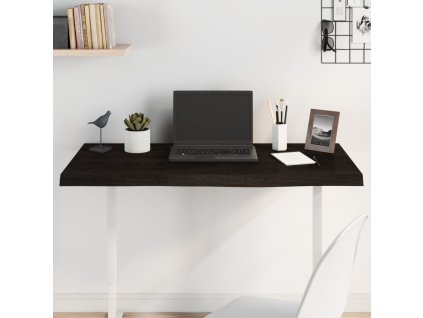 Stolní deska tmavě hnědá 100x50x(2-6)cm ošetřený masivní dub 3156430