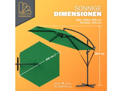 11279 konzolovy slunecnik zeleny 330 cm s uv ochranou 50