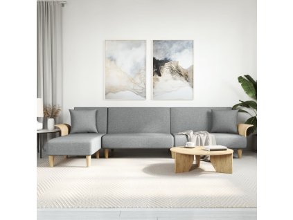 Rozkládací pohovka ve tvaru L světle šedá 279x140x70 cm textil 3157211