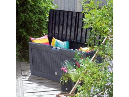Úložný box Matuba 310 l na kolečkách – antracitový