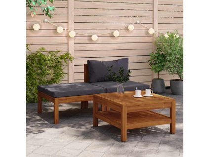 3dílná zahradní sedací souprava tmavě šedé podušky akácie 316280