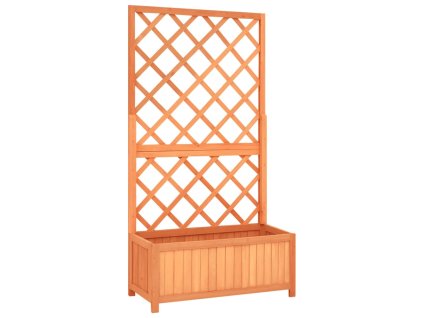 Zahradní truhlík s treláží hnědý 70 x 30 x 135 cm masivní jedle 316426