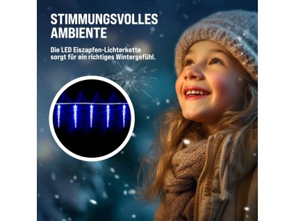 11495 2 svetelny retez rampouchy 13 m 80 led modre ip44