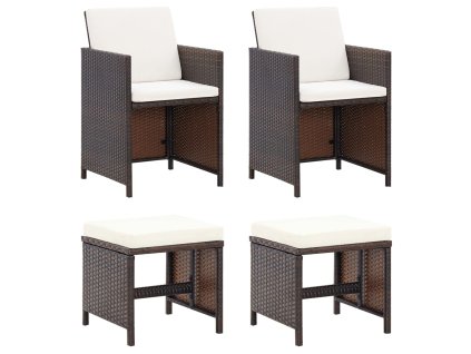 4dílná zahradní souprava křesel a podnožek polyratan hnědá 316780