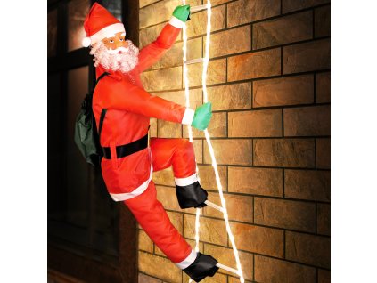 11513 1 santa claus na zebriku s 120 led a ovladacem