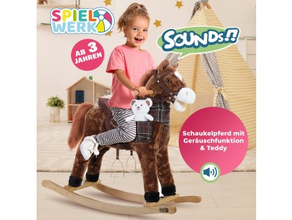 11531 2 houpaci konik hnedy s realistickymi zvuky a sedlem