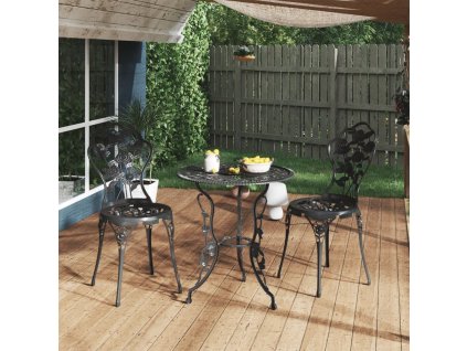 3dílný bistro set litý hliník černý 317739
