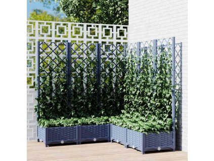 Zahradní truhlík s treláží modrá šedá 120 x 120 x 121,5 cm PP 318256