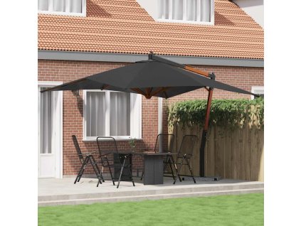 Boční zahradní slunečník s dřevěnou tyčí 400x300 cm antracitový 318430