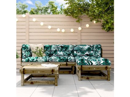 5dílná zahradní sedací souprava a podušky impregnovaná borovice 3185793
