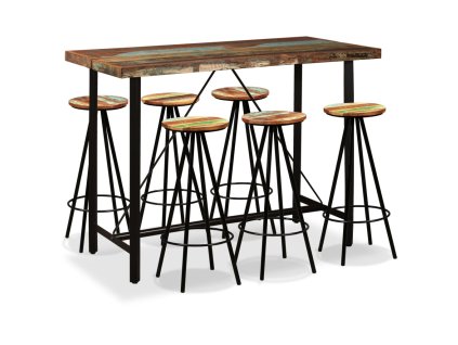 Barový set 7 kusů masivní recyklované dřevo 275146