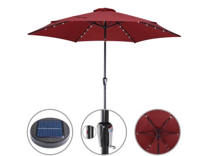 11993 led slunecnik miami 270 cm cerveny hlinik uv 80