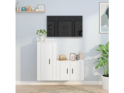 2dílný set TV skříněk bílý kompozitní dřevo 3188454