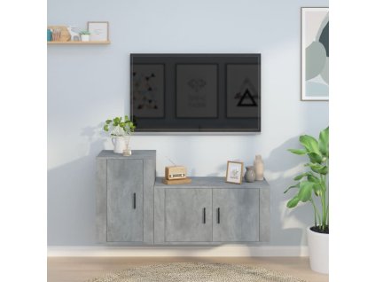 2dílný set TV skříněk betonově šedý kompozitní dřevo 3188466