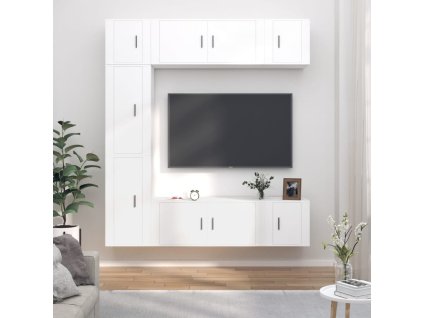 7dílný set TV skříněk bílý kompozitní dřevo 3188646