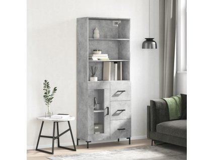 Skříň highboard betonově šedá 69,5x34x180 cm kompozitní dřevo 3189513