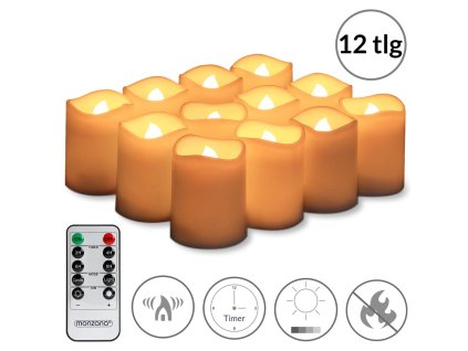 12263 4 led svicky z vosku sada 12 ks s dalkovym ovladanim