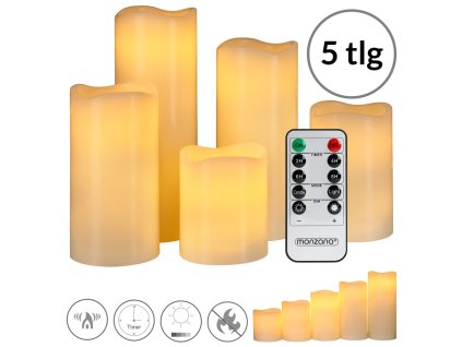 12266 5 led svicky z praveho vosku sada 5 ks s ovladacem