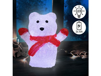 12272 2 led akrylova figurka vanocni ledni medved 18 5 cm 16 led