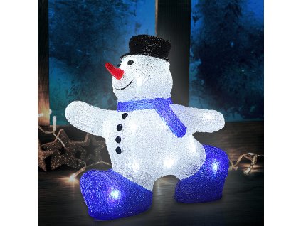 12275 vanocni led snehulak z akrylu 27 cm studena bila