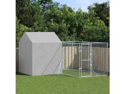 Venkovní psí kotec se střechou stříbrný 4 x 2 x 2,5 m ocel 3190478